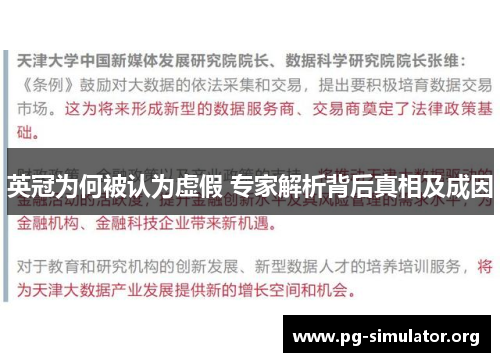 英冠为何被认为虚假 专家解析背后真相及成因